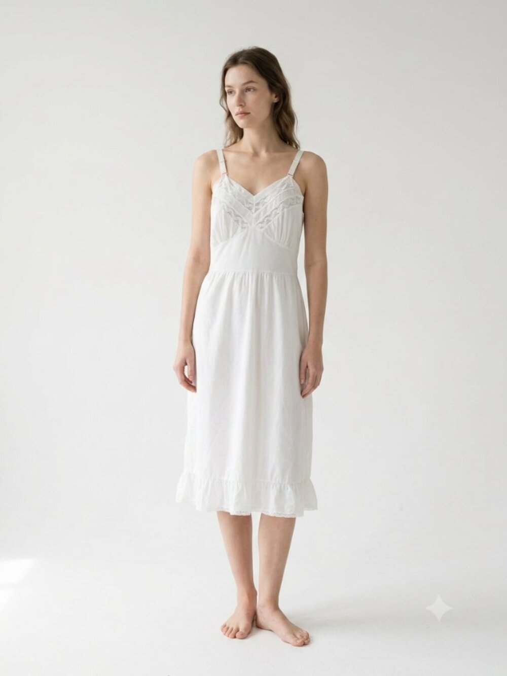 Vintage Penny's Slip Dress White Lace Babydoll Y2K Coquette Fairy 36 (M)